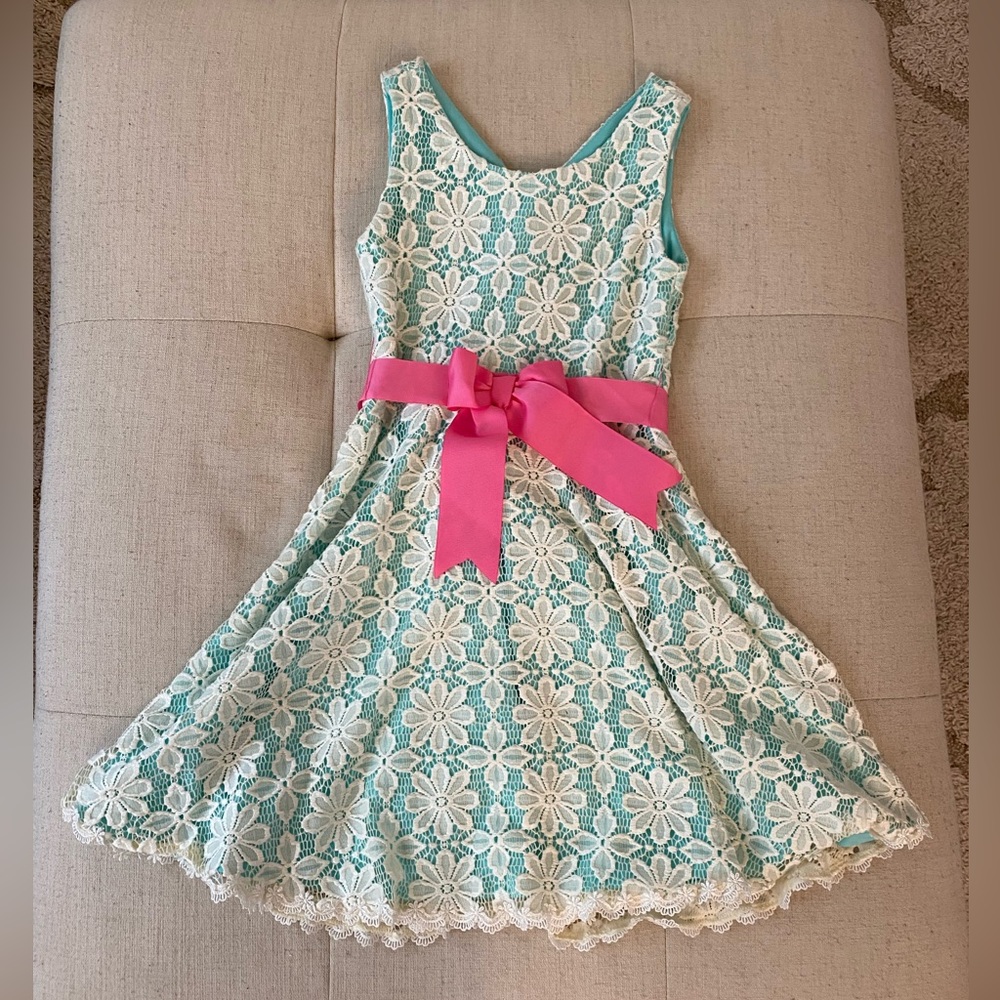 Girl’s Rare Editions Lace Overlay Dress SZ 8